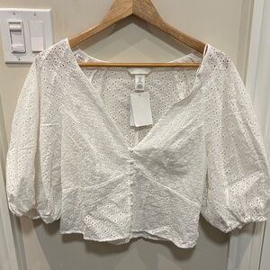 H&M White Eyelet Blouse